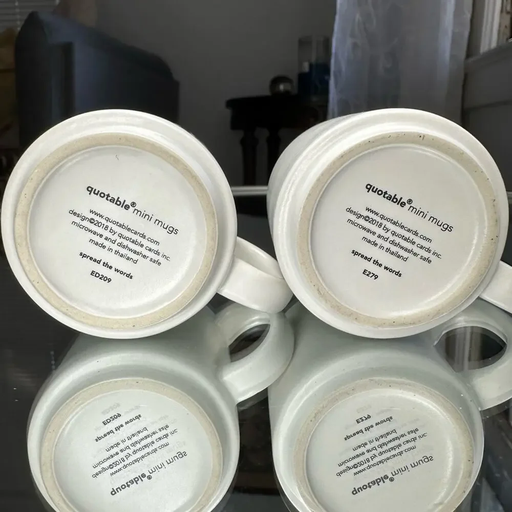Set of 2 quotable, quotes, espresso mugs, you rock and hugs and kisses
